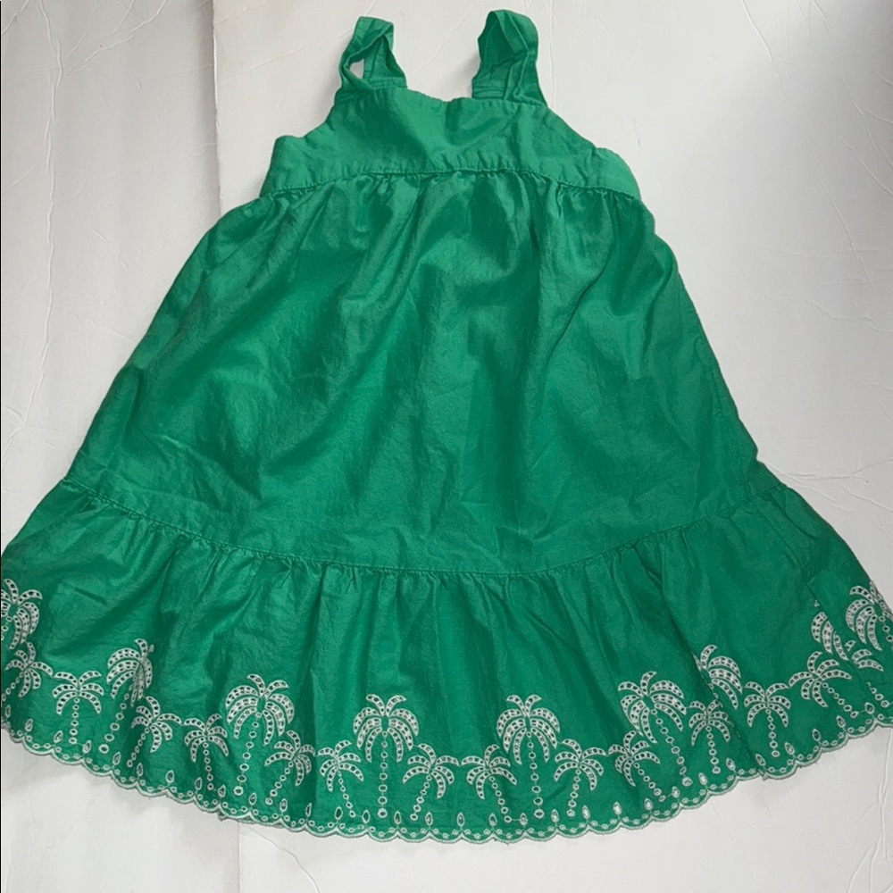 Old Navy Toddler Green Sleeveless Sundress with Embroidered White Palm Trees 5T